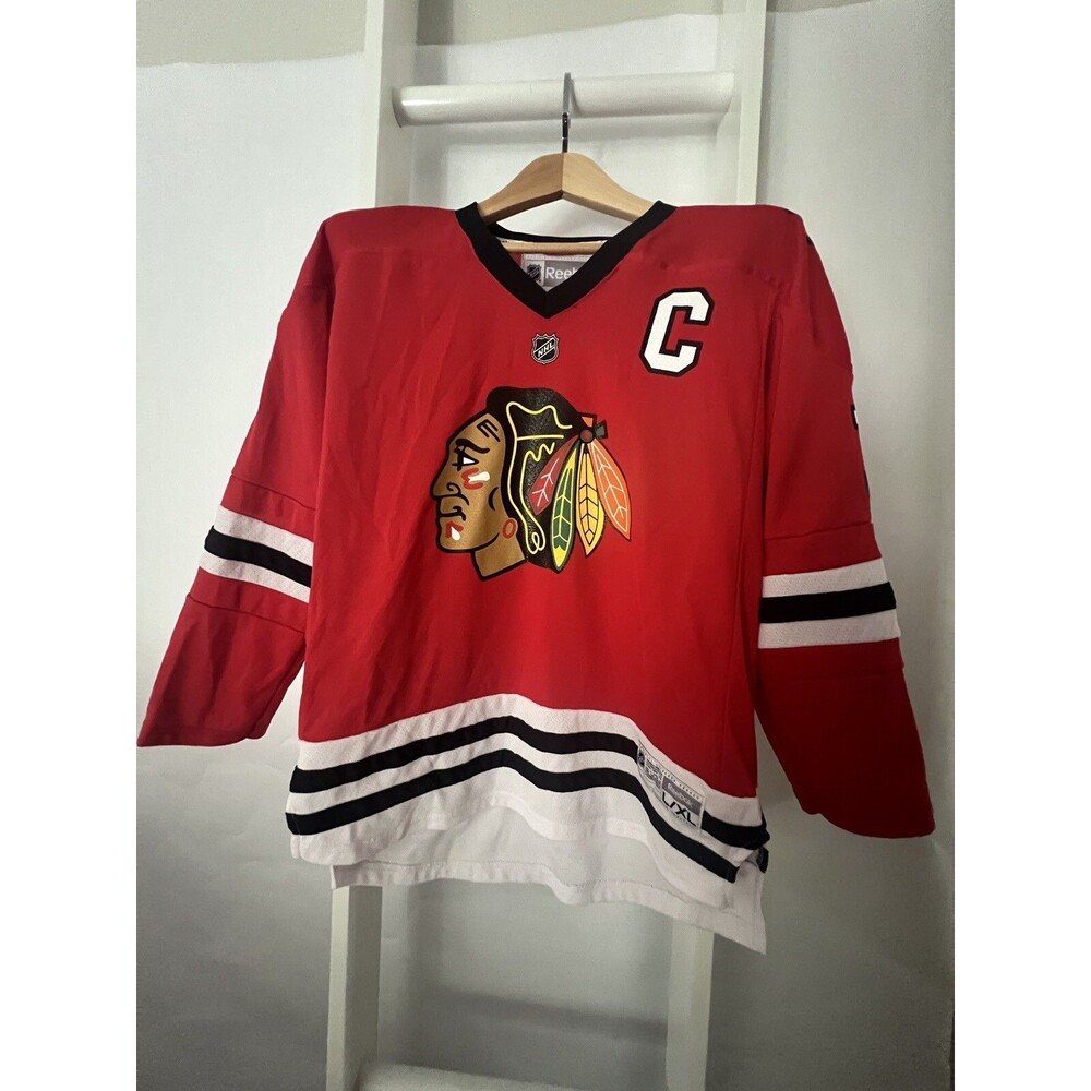 Chicago Blackhawks Hockey Jersey Youth L XL Jonathan Toews 19 NHL Reebok